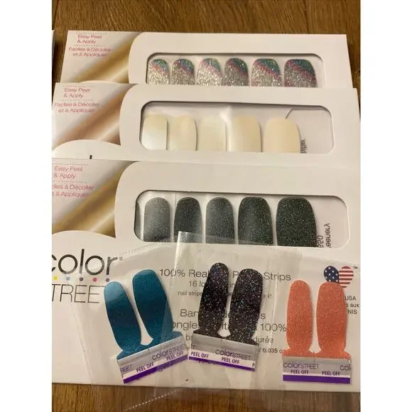 Color Street Lot Of 6 Sets Glitter Design Solid Nail Polish Strips and 3 Twosies - Picture 3 of 4